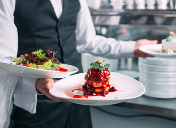 Waiter,Serving,In,Motion,On,Duty,In,Restaurant.,The,Waiter
